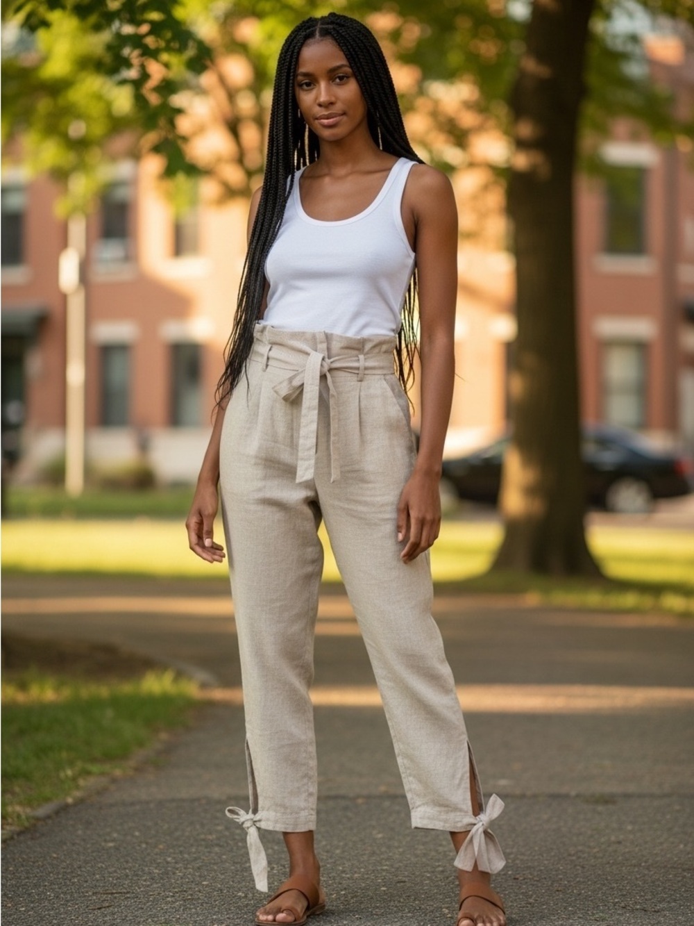 Reformation Norman 100% Linen Paperbag Tie Pants - Size 6